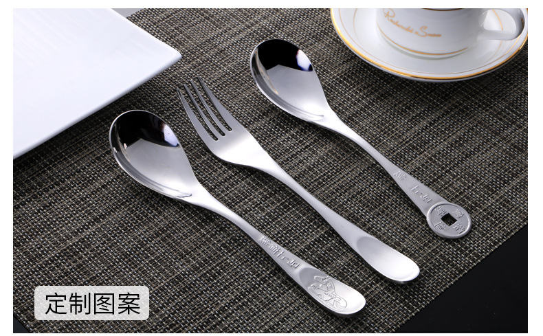 Stainless steel spoons cartoon thickened soup spoon for dinner spoon creative tableware with rice spoons