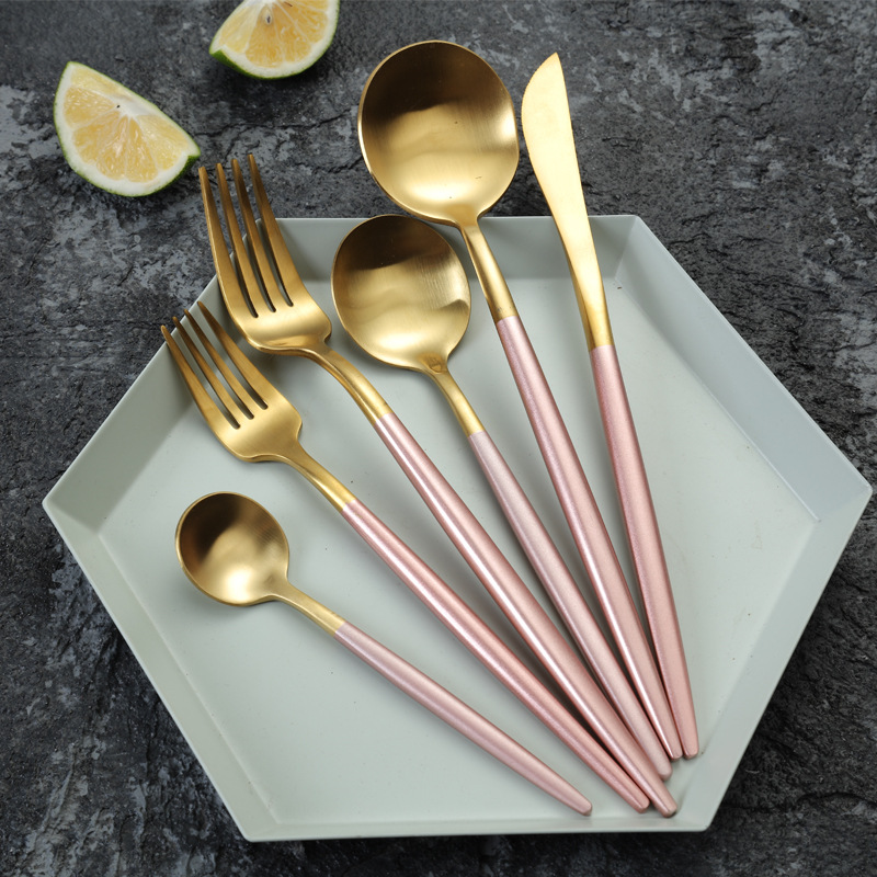 steel knives forks and spoons Westernstyle fourpiece coffee spoon chopsticks gift set European Portuguese tableware
