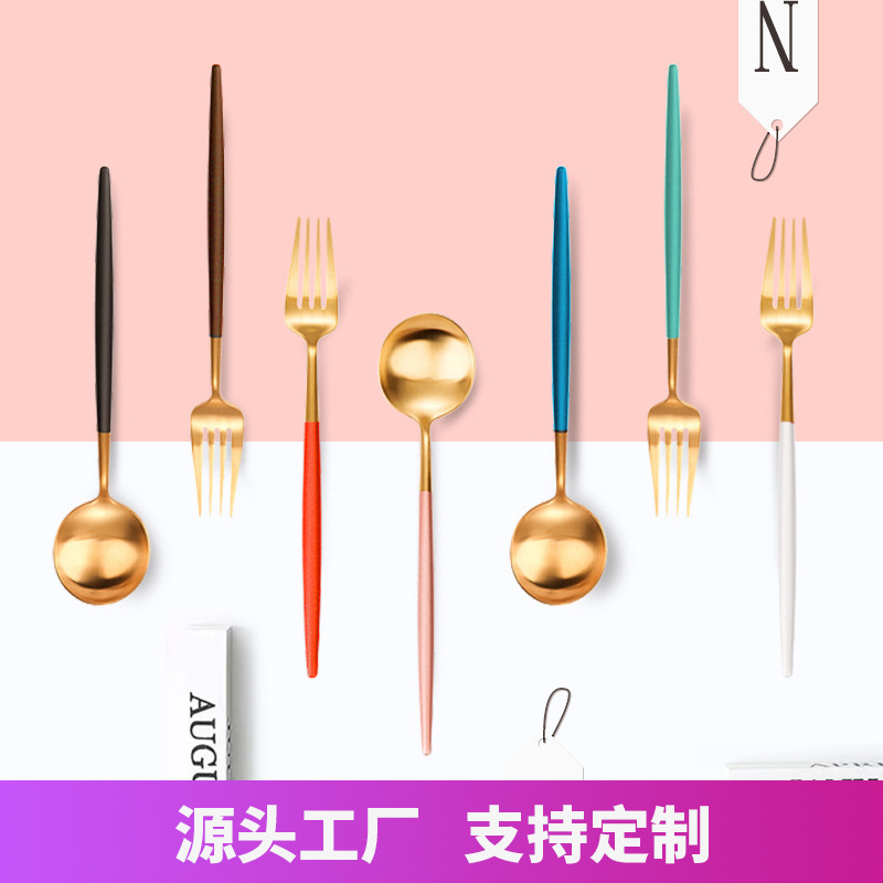 steel knives forks and spoons Westernstyle fourpiece coffee spoon chopsticks gift set European Portuguese tableware