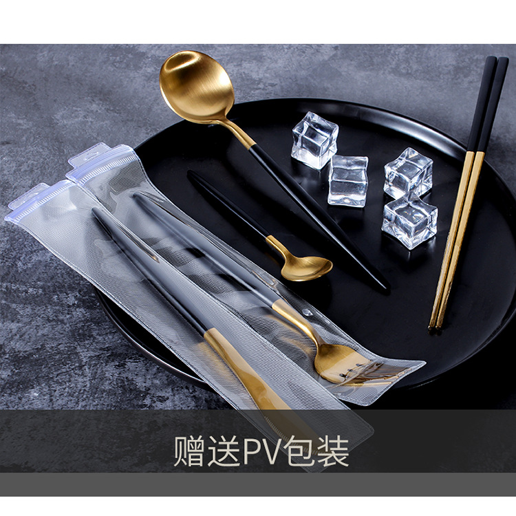 steel knives forks and spoons Westernstyle fourpiece coffee spoon chopsticks gift set European Portuguese tableware