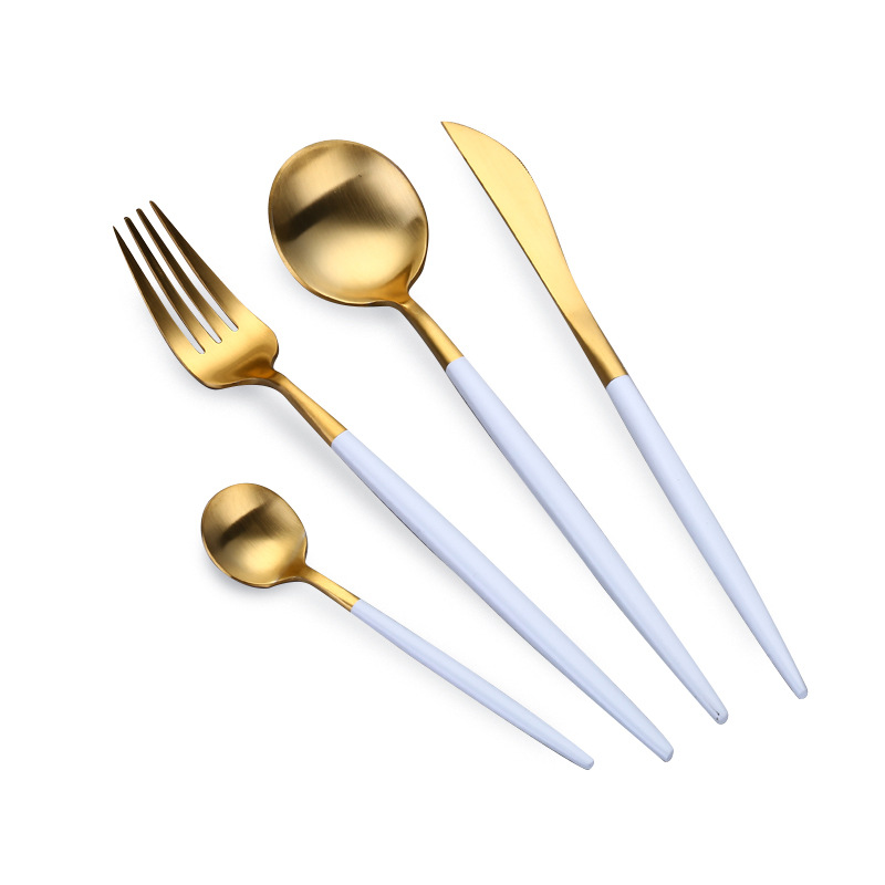 steel knives forks and spoons Westernstyle fourpiece coffee spoon chopsticks gift set European Portuguese tableware