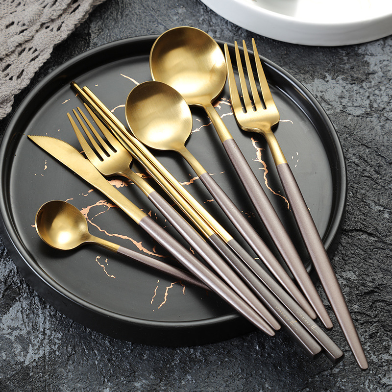 steel knives forks and spoons Westernstyle fourpiece coffee spoon chopsticks gift set European Portuguese tableware