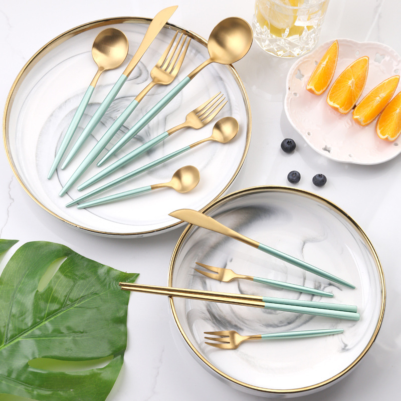 steel knives forks and spoons Westernstyle fourpiece coffee spoon chopsticks gift set European Portuguese tableware