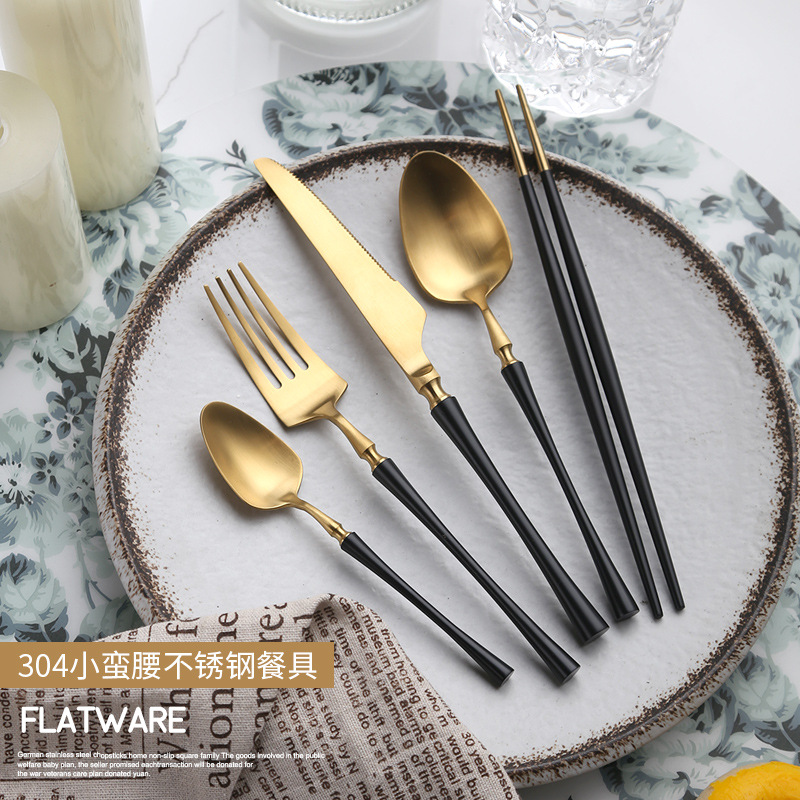 steel knives forks and spoons Westernstyle fourpiece coffee spoon chopsticks gift set European Portuguese tableware