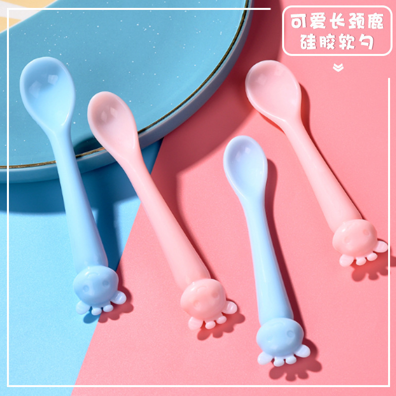 Manufacturer Direct Baby Spoons Deer Modeling Cartoon Spoons baby Feeding Tableware Spoons Training Spoons