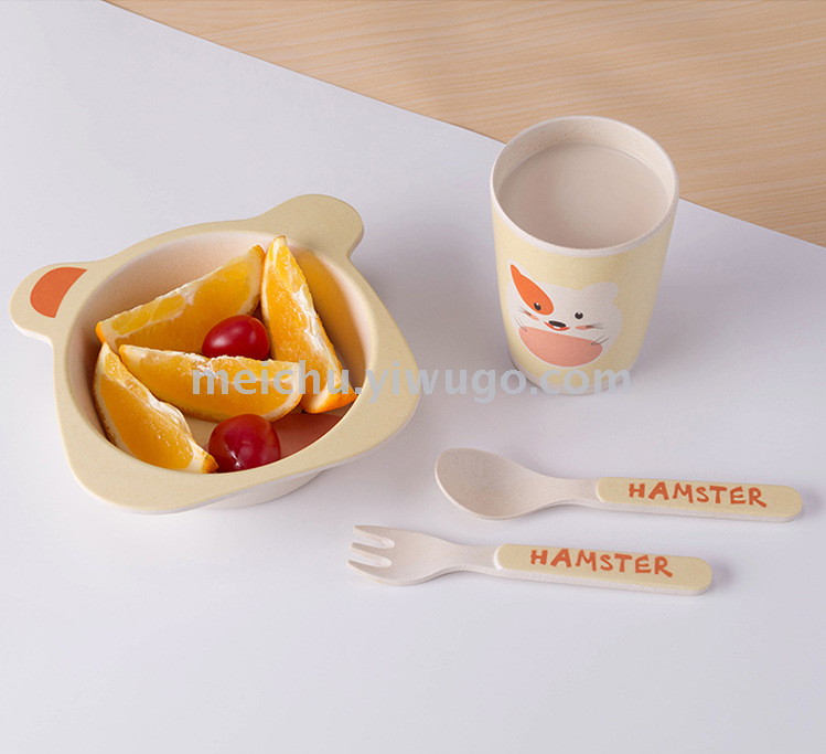 Children's bamboo fiber tableware healthy baby dishes fork spoons cute cartoon tableware set bowls and dishes Children's bamboo fiber tableware healthy baby dishes fork spoons cute cartoon tableware set bowls and dishes