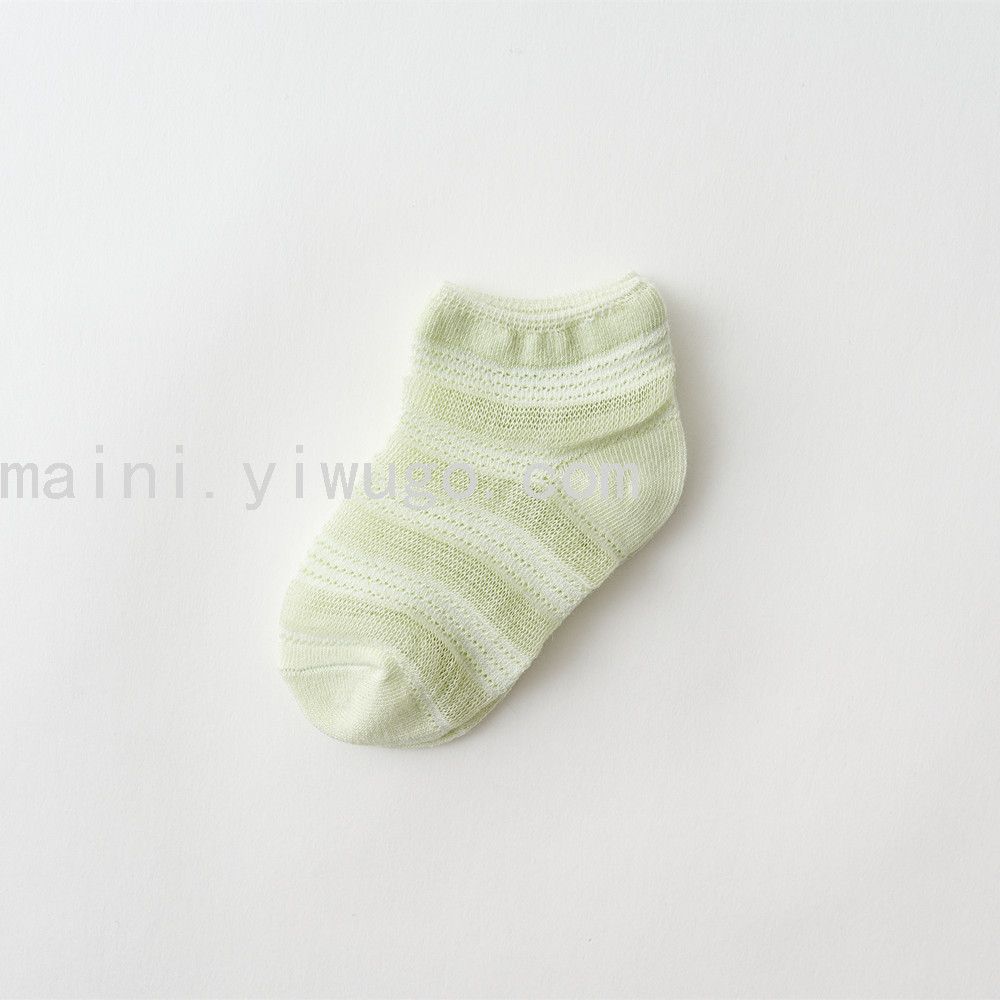 Spring and Summer Cotton Invisible Ultra-Thin Mesh Infant Low-Cut Socks Striped Anti-Mosquito Socks for Boys and Girls