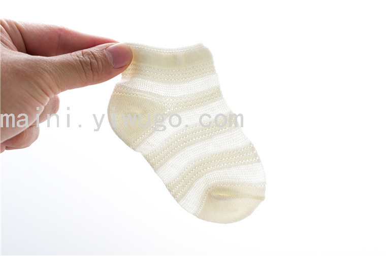Spring and Summer Cotton Invisible Ultra-Thin Mesh Infant Low-Cut Socks Striped Anti-Mosquito Socks for Boys and Girls