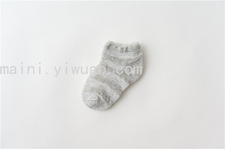 Spring and Summer Cotton Invisible Ultra-Thin Mesh Infant Low-Cut Socks Striped Anti-Mosquito Socks for Boys and Girls