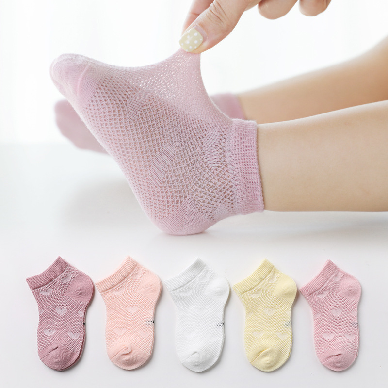 Children&#039;s Socks Summer Thin Mesh Kanekalon Hole Socks Cotton Boys&#039; Girl Infant Socks Baby Boat Socks