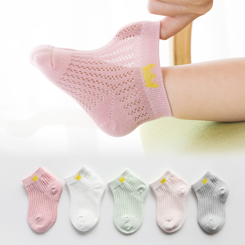 Children&#039;s Socks Summer Thin Mesh Kanekalon Hole Socks Cotton Boys&#039; Girl Infant Socks Baby Boat Socks