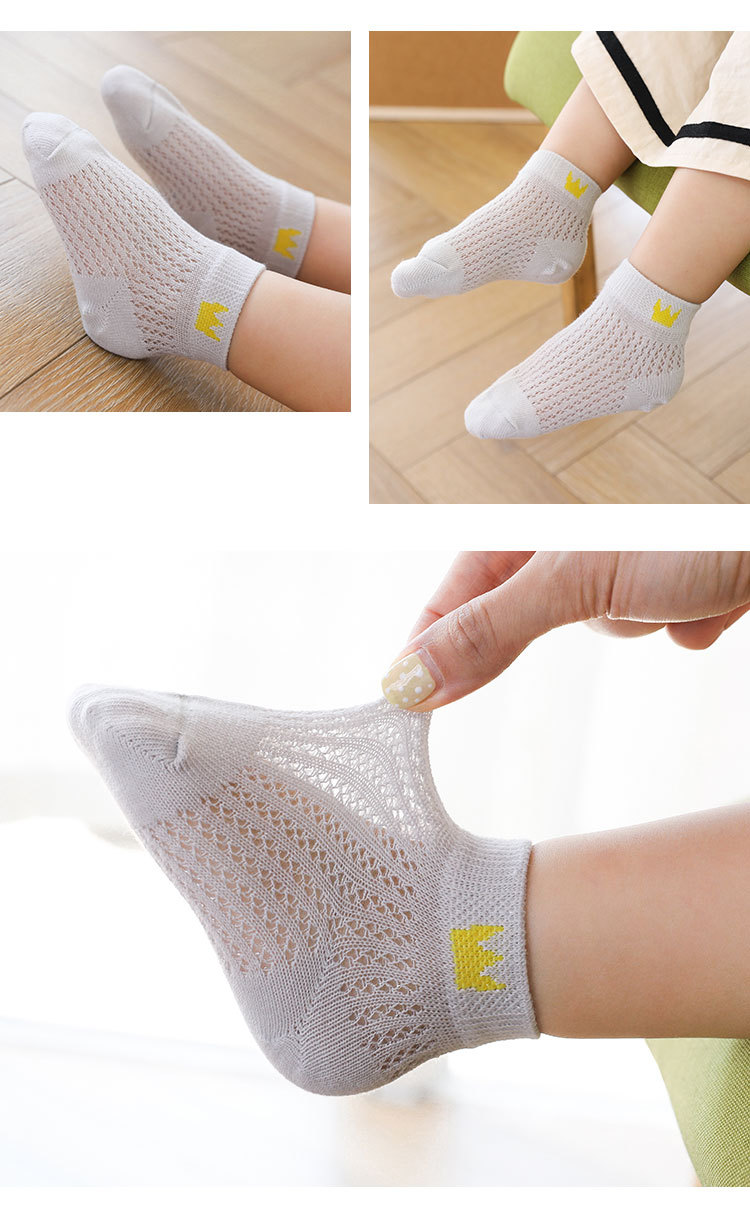 Children's Socks Summer Thin Mesh Kanekalon Hole Socks Cotton Boys' Girl Infant Socks Baby Boat Socks