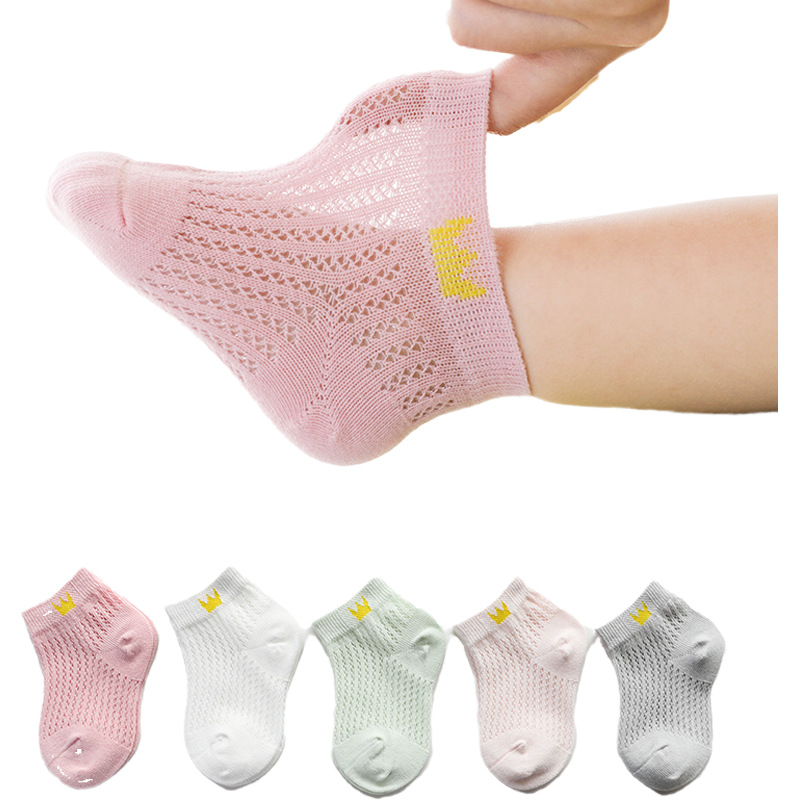 Children&#039;s Socks Summer Thin Mesh Kanekalon Hole Socks Cotton Boys&#039; Girl Infant Socks Baby Boat Socks