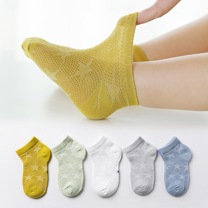 Children&#039;s Socks Summer Thin Mesh Kanekalon Hole Socks Cotton Boys&#039; Girl Infant Socks Baby Boat Socks