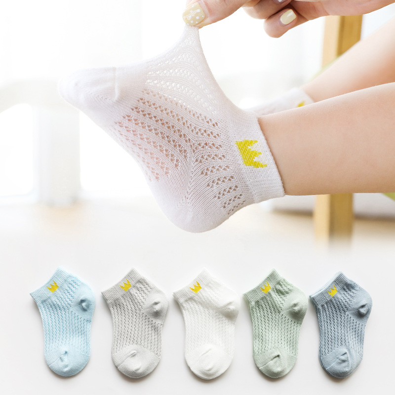 Children&#039;s Socks Summer Thin Mesh Kanekalon Hole Socks Cotton Boys&#039; Girl Infant Socks Baby Boat Socks