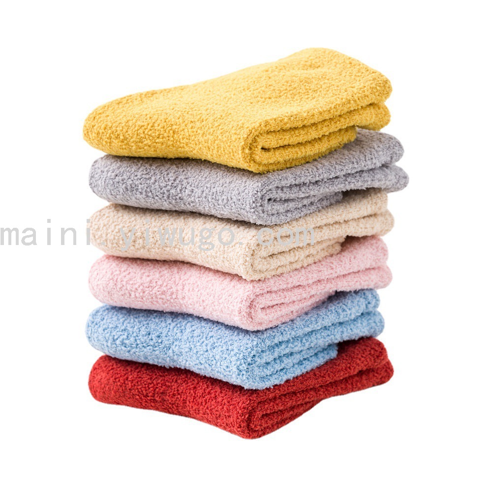 2021 Autumn and Winter Solid Color Baby Terry Tube Socks Coral Fleece Thickened Warm Floor Socks Non-Slip Infant Socks