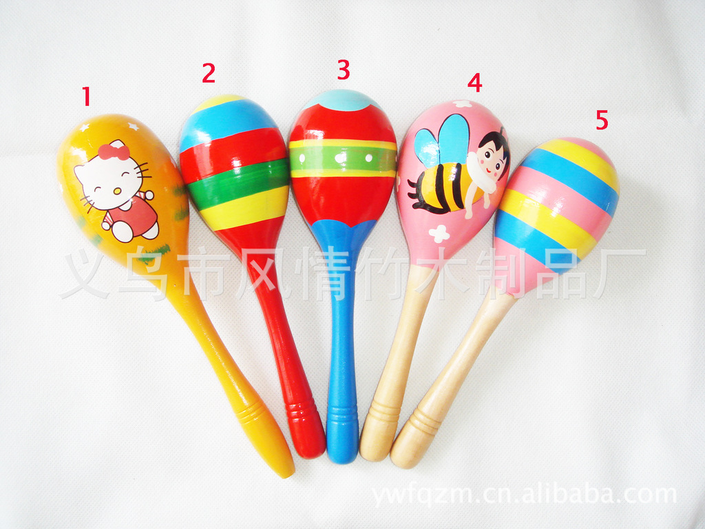 Colorful infant early childhood education puzzle toy wooden hammer children hand toys wooden sand hammer