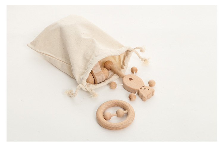 Infant Toys Newborn Toy Sets Infant Solid Wood Paint-Free Environmentally Friendly Molars Rattle Bag Set Infant Toys Newborn Toy Sets Infant Solid Wood Paint-Free Environmentally Friendly Molars Rattle Bag Set