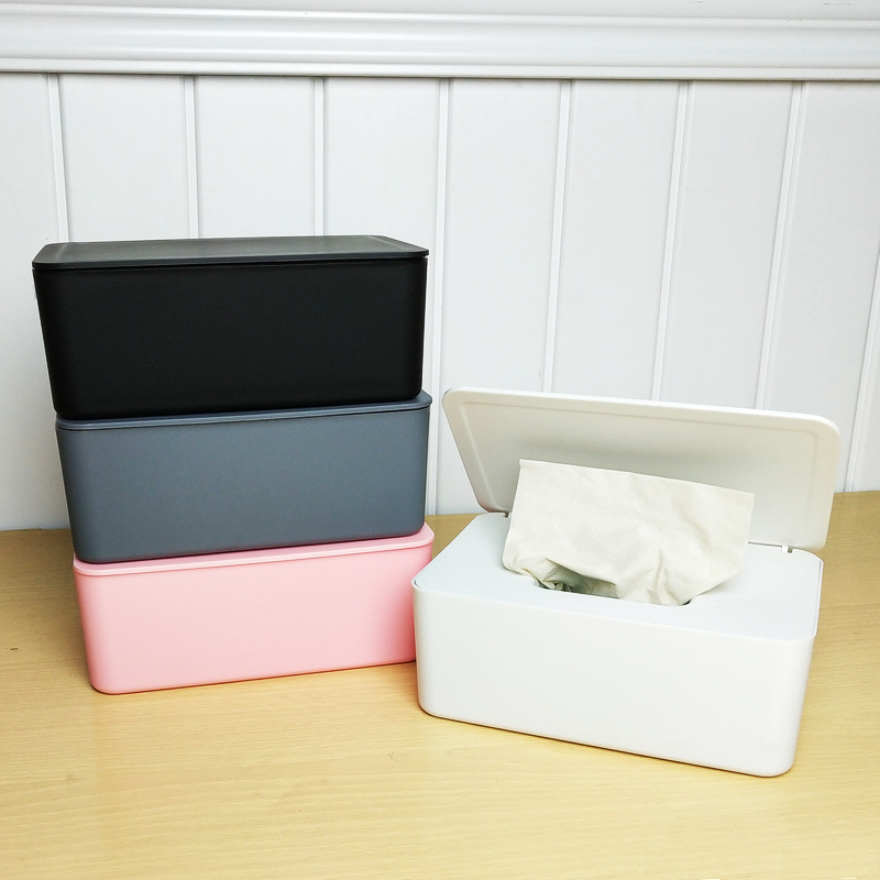 Tissue Box with Lid Paper Extraction Box Wet Tissue Box Household DustProof Desktop Sealing Wet Tissue Box Storage Box