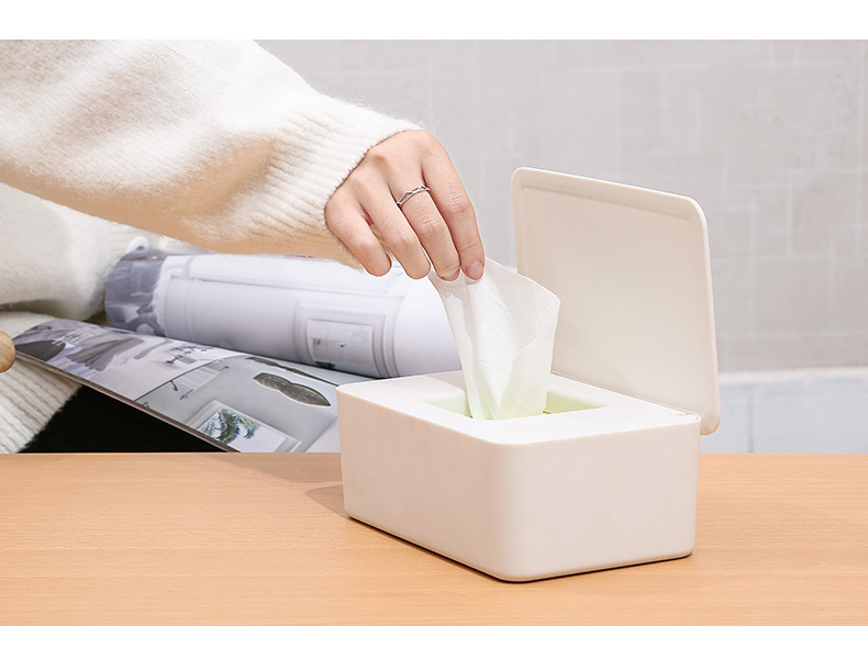 Tissue Box with Lid Paper Extraction Box Wet Tissue Box Household DustProof Desktop Sealing Wet Tissue Box Storage Box