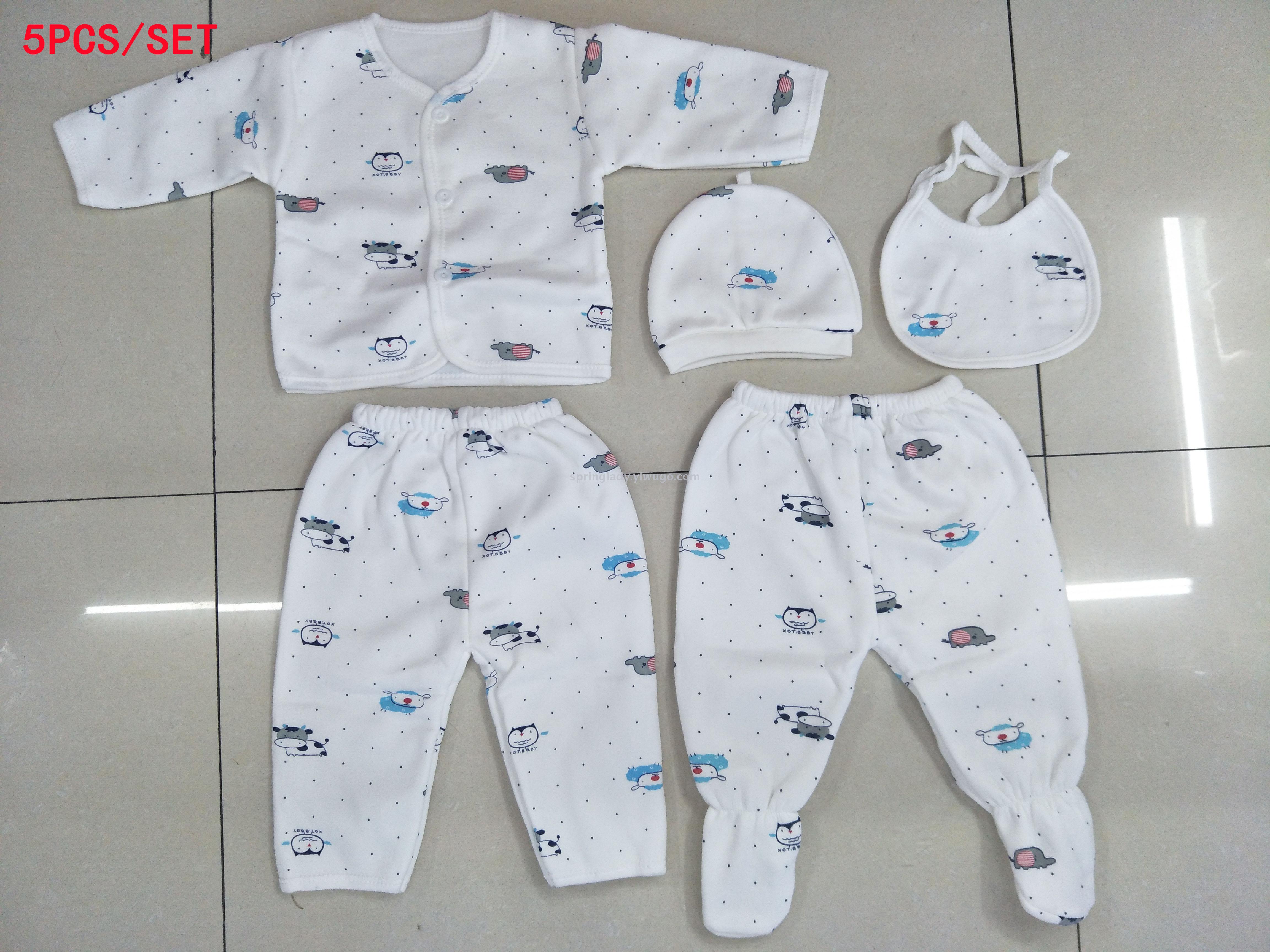 Snail Milk Silk Suit Newborn Baby Clothes Baby and Infant 5-Piece Spring Lady