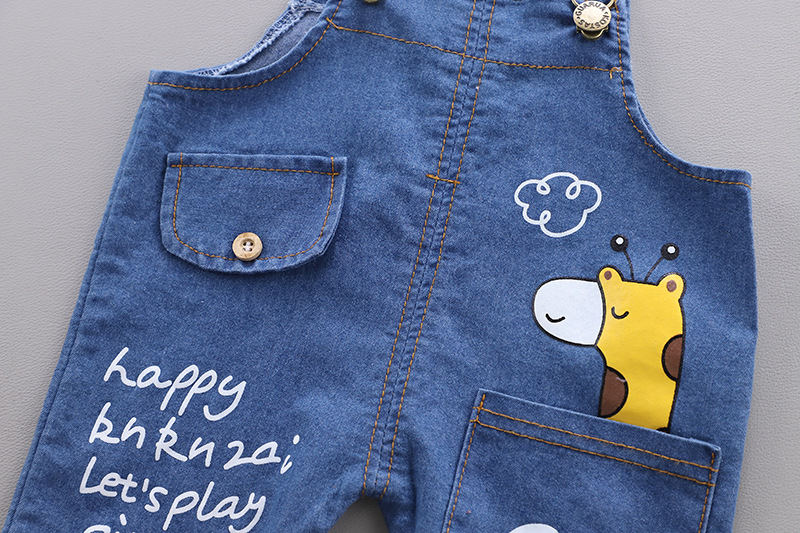 Baby Clothes Summer Baby Denim Brace Short Pants Boy Summer Thin Short-Sleeved Trendy Two-Piece Suit Tide