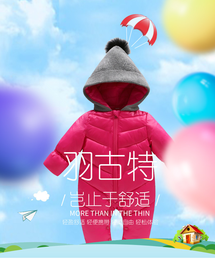 Baby Jumpsuit Winter Thickened down Cotton Rompers Wholesale Newborn Baby Clothes out Hooded Jumpsuit