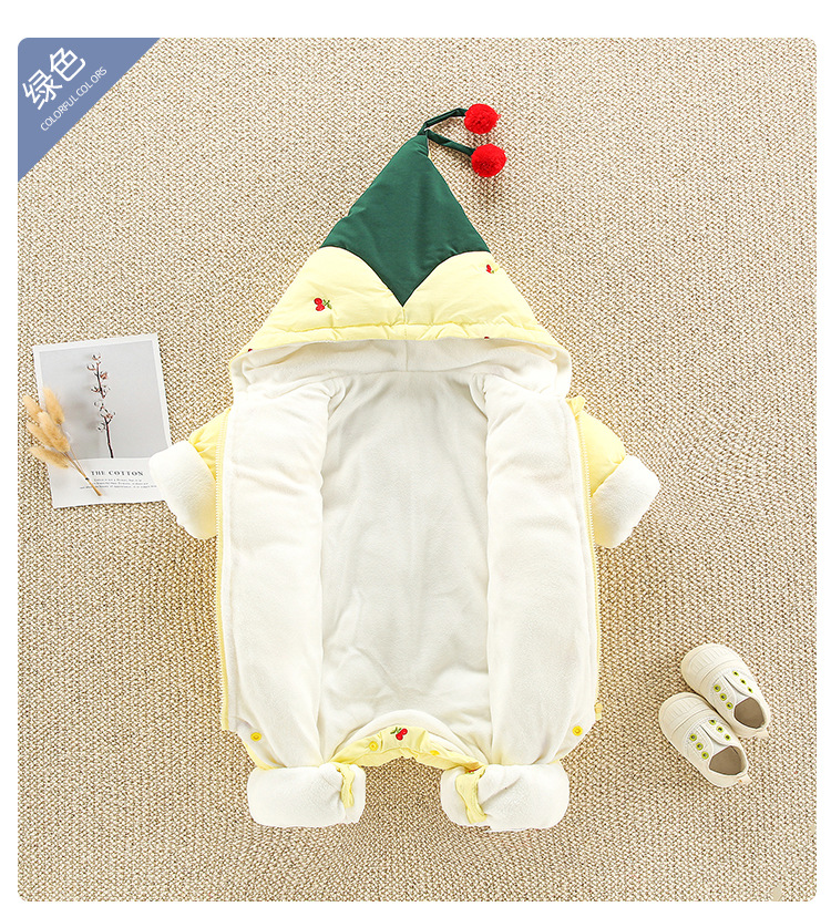 Baby Clothes Autumn and Winter Suit 0-1 Week Cute Cherry Outerwear Cotton Baby Girl Winter Clothing Jumpsuit Thickened Baby Clothes Autumn and Winter Suit 0-1 Week Cute Cherry Outerwear Cotton Baby Girl Winter Clothing Jumpsuit Thickened