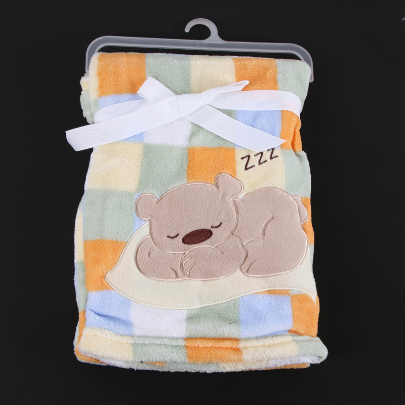 single-deck coral fleece embroidery quilt baby&#039;s blanket MN12235