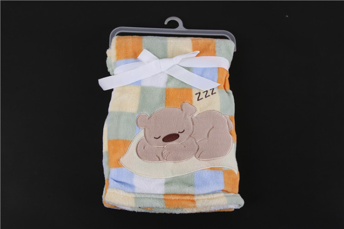 single-deck coral fleece embroidery quilt baby's blanket MN12235