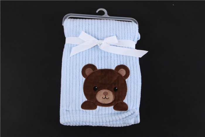 single-deck coral fleece embroidery quilt baby's blanket MN12235