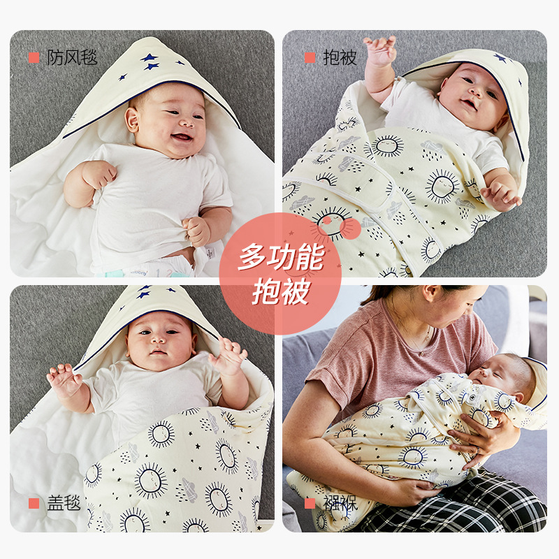 Baby Blanket Winter Quilted Baby Wrapping Blanket Thickened Cotton Newborn Swaddling Quilt Baby Swaddling Hug Blanket
