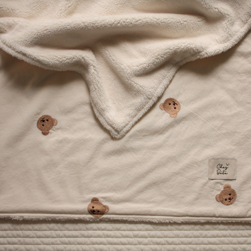 Baby Blanket Pure Cotton Embroidery Bear Cover Blanket Spring and Autumn Quilt Baby Blanket Nap Blanket Coral Fleece
