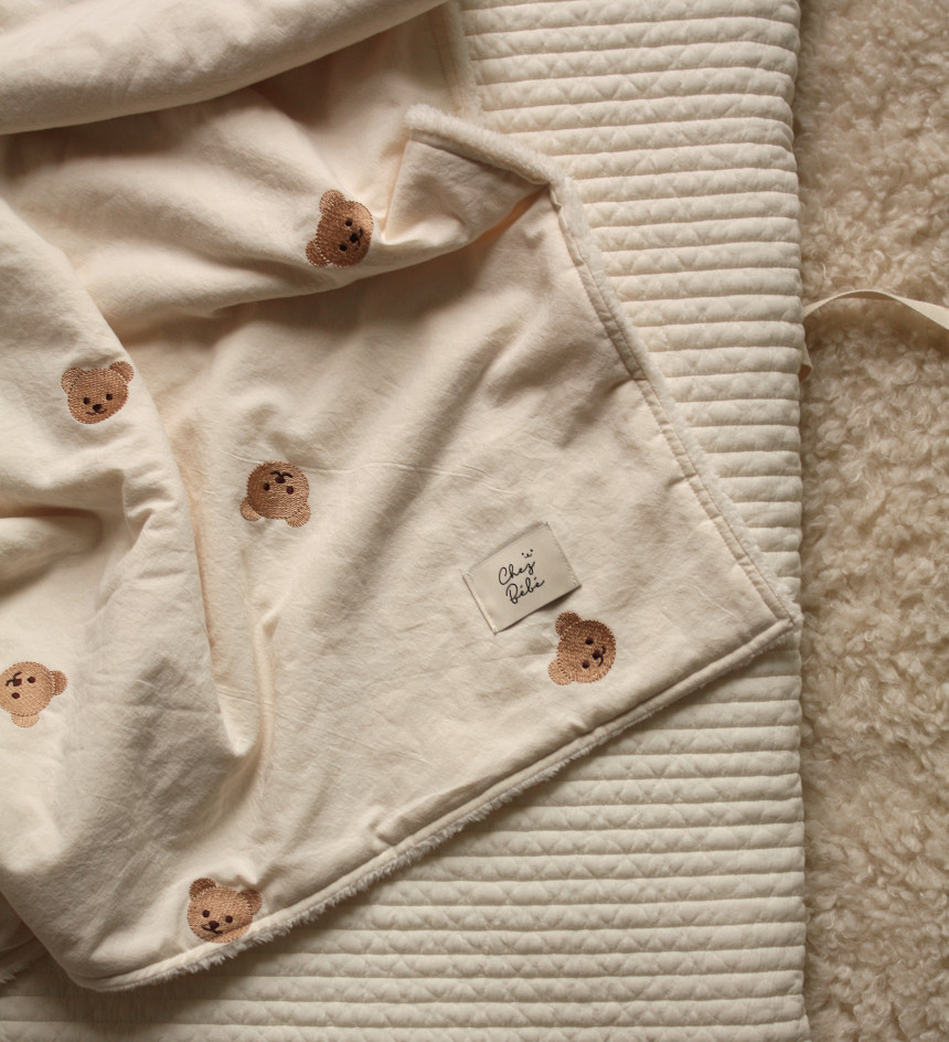 Baby Blanket Pure Cotton Embroidery Bear Cover Blanket Spring and Autumn Quilt Baby Blanket Nap Blanket Coral Fleece