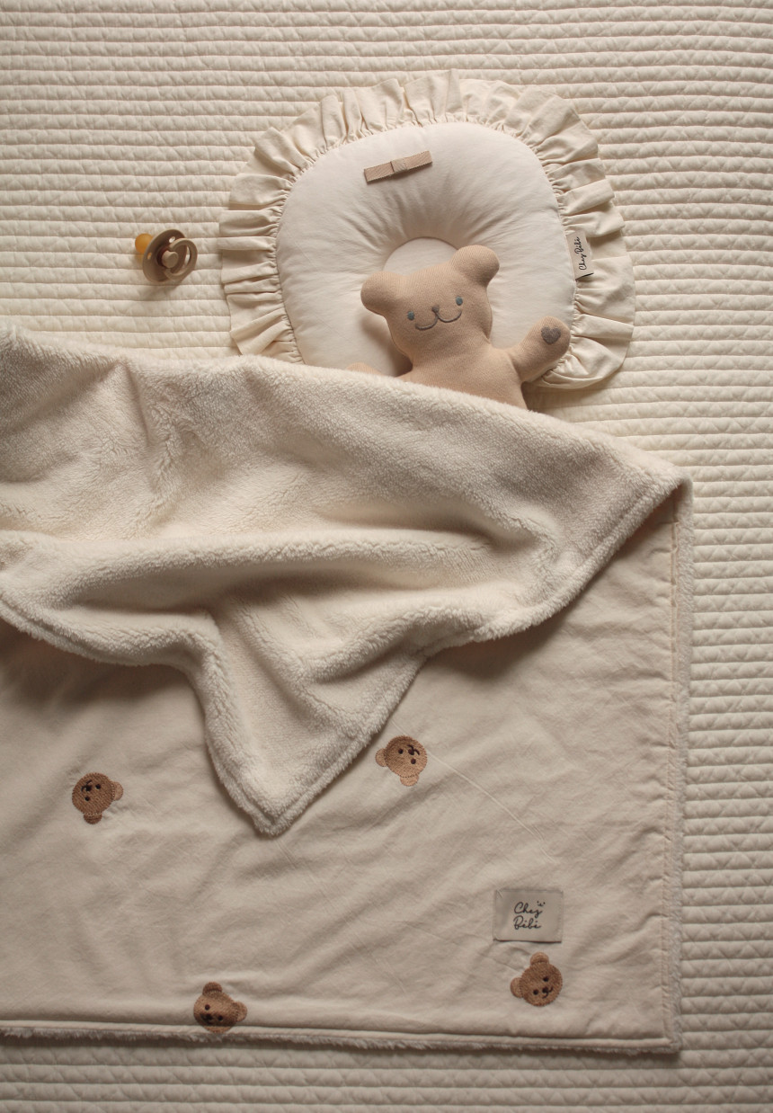 Baby Blanket Pure Cotton Embroidery Bear Cover Blanket Spring and Autumn Quilt Baby Blanket Nap Blanket Coral Fleece