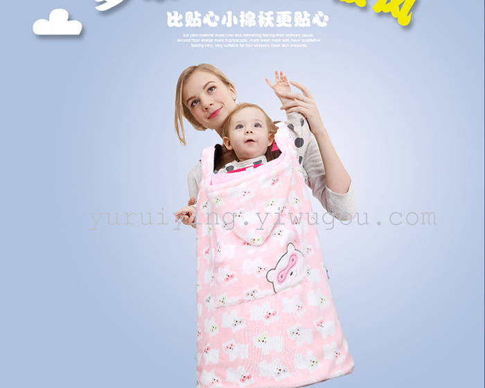 Children's sleeping bag, cotton thickened baby hold quilt sleeping bag to prevent kicking quilt blanket newborn