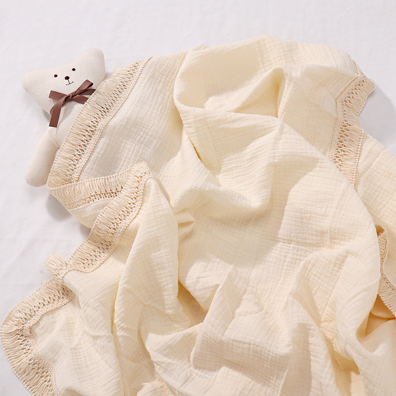 INS Tassel Children&#039;s Blanket Baby Gauze Swaddle Baby&#039;s Blanket Newborn Baby Supplies Quilt Wrapped Towel