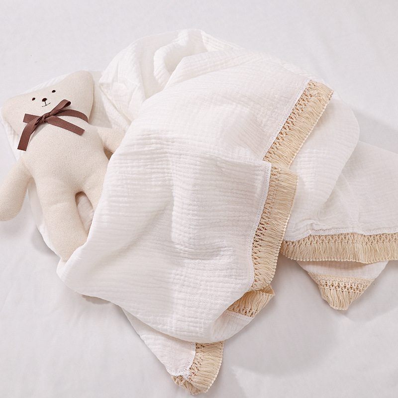 INS Tassel Children's Blanket Baby Gauze Swaddle Baby's Blanket Newborn Baby Supplies Quilt Wrapped Towel INS Tassel Children's Blanket Baby Gauze Swaddle Baby's Blanket Newborn Baby Supplies Quilt Wrapped Towel