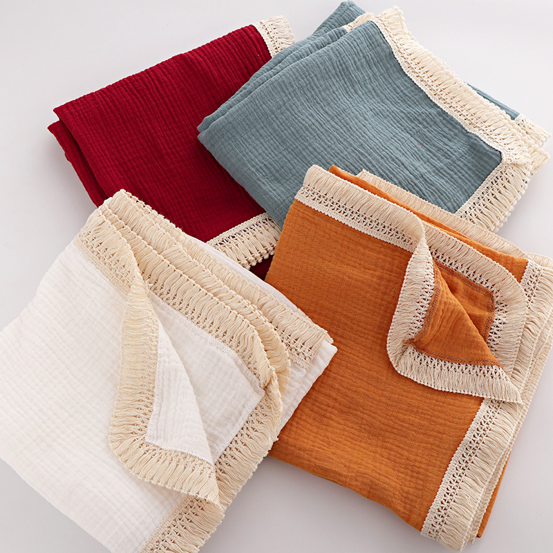 INS Tassel Children's Blanket Baby Gauze Swaddle Baby's Blanket Newborn Baby Supplies Quilt Wrapped Towel INS Tassel Children's Blanket Baby Gauze Swaddle Baby's Blanket Newborn Baby Supplies Quilt Wrapped Towel