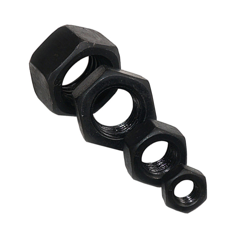 Supply High Strength Nuts Carbon Steel Oxidation Black Hexagon Screws Steel Structure Nut