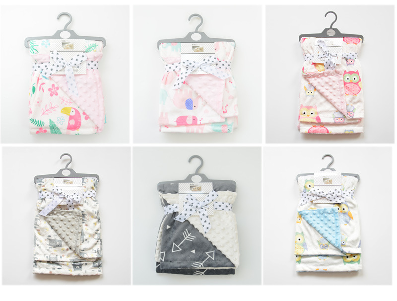 Baby Blanket Quilt Autumn and Winter Baby Blanket Printed Coral Fleece Air Conditioner Quilt Bean Blanket Whole Small