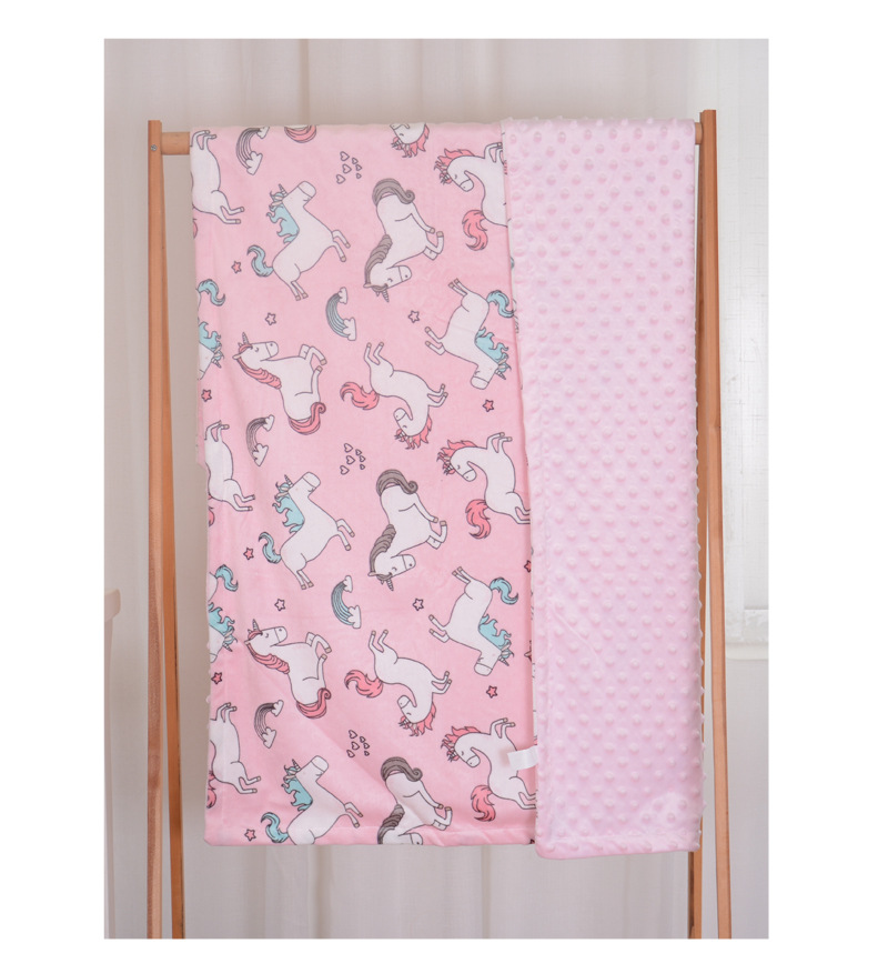 Baby Blanket Quilt Autumn and Winter Baby Blanket Printed Coral Fleece Air Conditioner Quilt Bean Blanket Whole Small