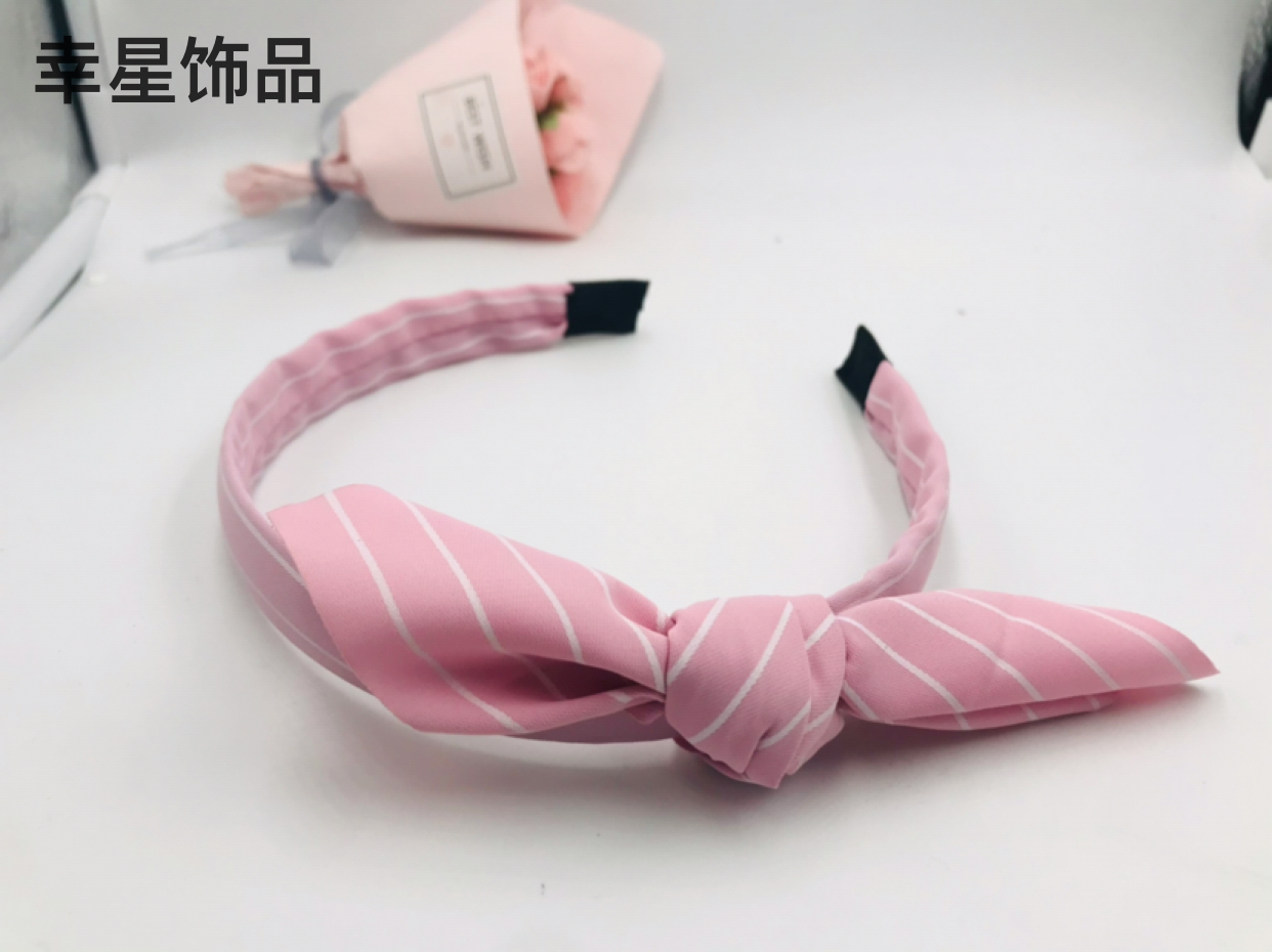 Seaweed Knot Shape Head Buckle Fabric Dot Stripe Headband Student Hair Clip Hairware