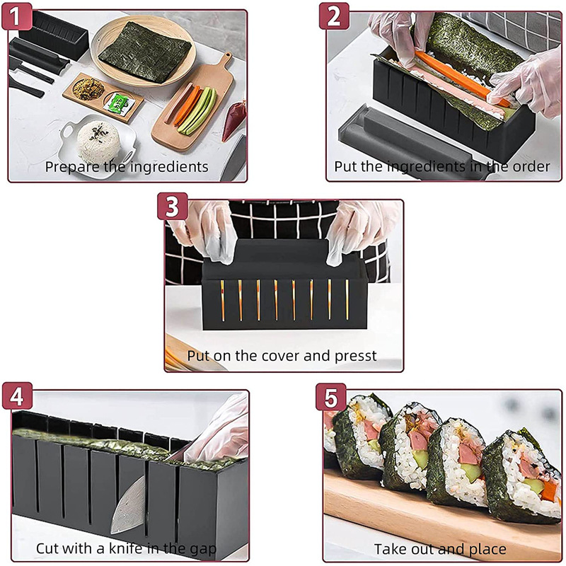 Spot Supply Wholesale Kimbap DIY Sushi Mold Three-Piece Set Rice Ball Making Mold Seaweed Sushi Machine