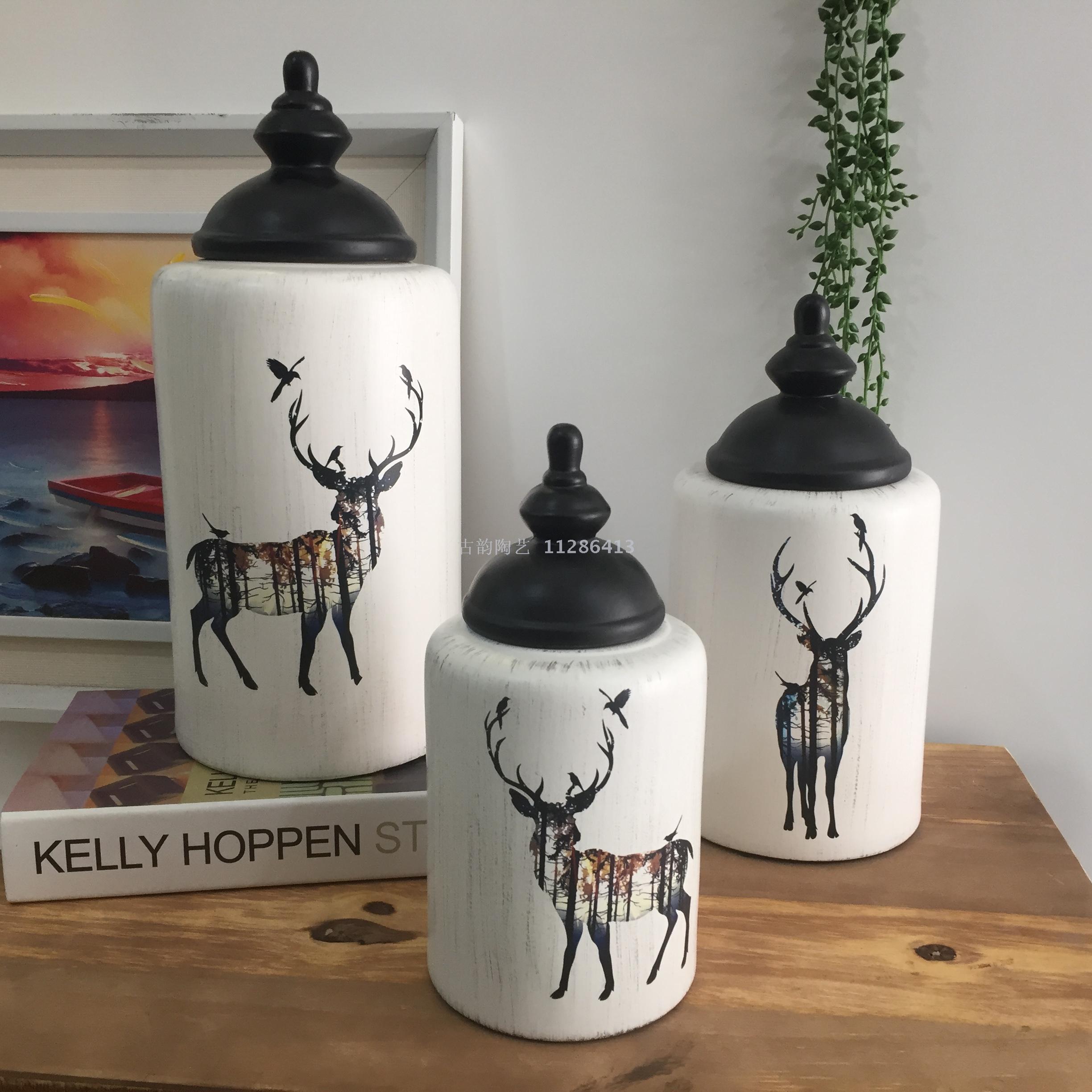 Manufacturer sells 3-piece set of ceramic vases set pieces home decoration candy jar storage jar chocolate jar
