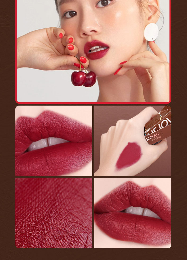 Spot Sheloves Chocolate Matte Lip Gloss Matte Non-Fading Lipstick Female Student Lip Glaze Lipstick Kit Spot Sheloves Chocolate Matte Lip Gloss Matte Non-Fading Lipstick Female Student Lip Glaze Lipstick Kit