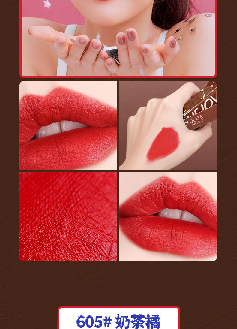 Spot Sheloves Chocolate Matte Lip Gloss Matte Non-Fading Lipstick Female Student Lip Glaze Lipstick Kit Spot Sheloves Chocolate Matte Lip Gloss Matte Non-Fading Lipstick Female Student Lip Glaze Lipstick Kit