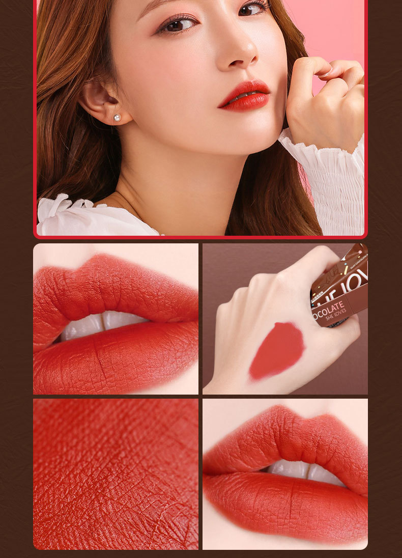 Spot Sheloves Chocolate Matte Lip Gloss Matte Non-Fading Lipstick Female Student Lip Glaze Lipstick Kit Spot Sheloves Chocolate Matte Lip Gloss Matte Non-Fading Lipstick Female Student Lip Glaze Lipstick Kit
