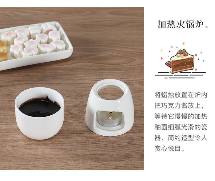 Creative Ceramic Chocolate Hot Pot Set Mini Household Melting Melting Furnace Cheese Ice Cream Fromage Hot Pot Stove
