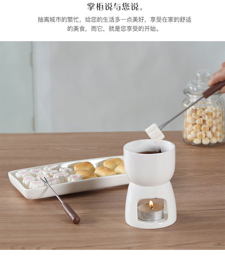 Creative Ceramic Chocolate Hot Pot Set Mini Household Melting Melting Furnace Cheese Ice Cream Fromage Hot Pot Stove